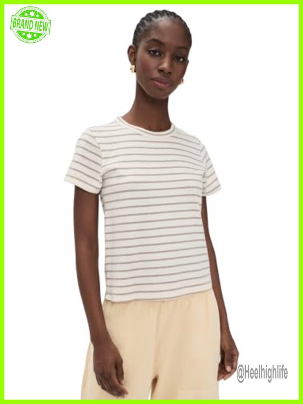 Lovey Tee Lightweight Stretch Jersey Striped Crew Neck Boxy Fit
